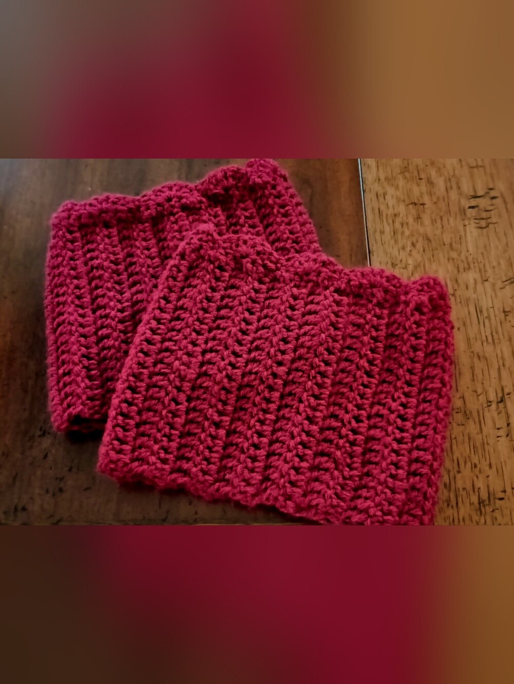 Handmade Crocheted Boot Cuffs Leg Warmers in Burgundy